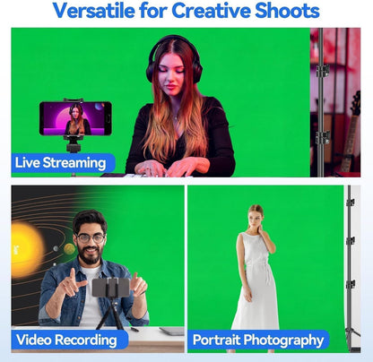 8.5 X 10Ft Green Screen Backdrop Kit with Tripod Stand for Live Streaming