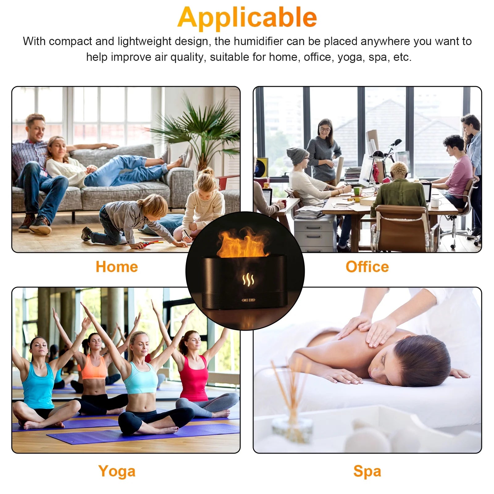 Transform Your Space with the 180ml Ultrasonic Essential Oil Humidifier - Aromatic Mist Diffuser with 7 Color LED Flame Effect for Office and Home
