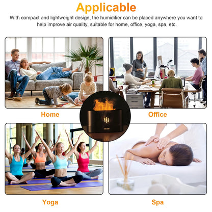 Transform Your Space with the 180ml Ultrasonic Essential Oil Humidifier - Aromatic Mist Diffuser with 7 Color LED Flame Effect for Office and Home