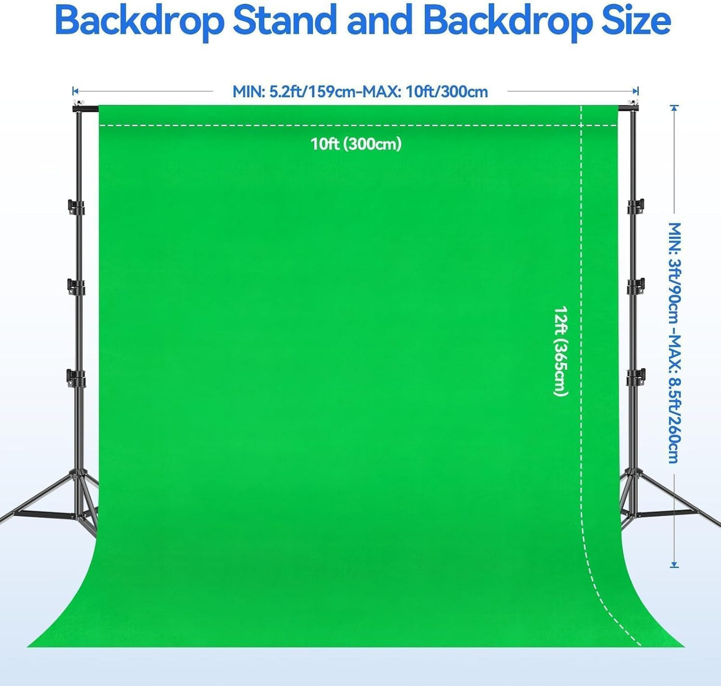 8.5 X 10Ft Green Screen Backdrop Kit with Tripod Stand for Live Streaming