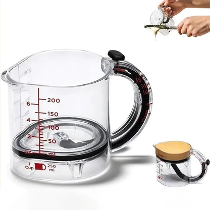 4-IN-1 Measuring Cup Adjustable Multifunctional Measuring Cup with Scraper-Style Seal Base Kitchen Cube Cups Tools for Cooking
