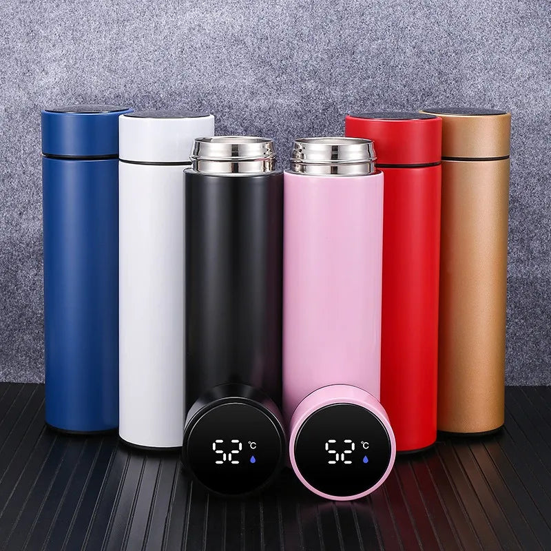 Experience Ultimate Convenience with the 500ML Intelligent Temperature Thermos Bottle - Stylish Stainless Steel Insulated Mug for Perfectly Hot or Cold Drinks