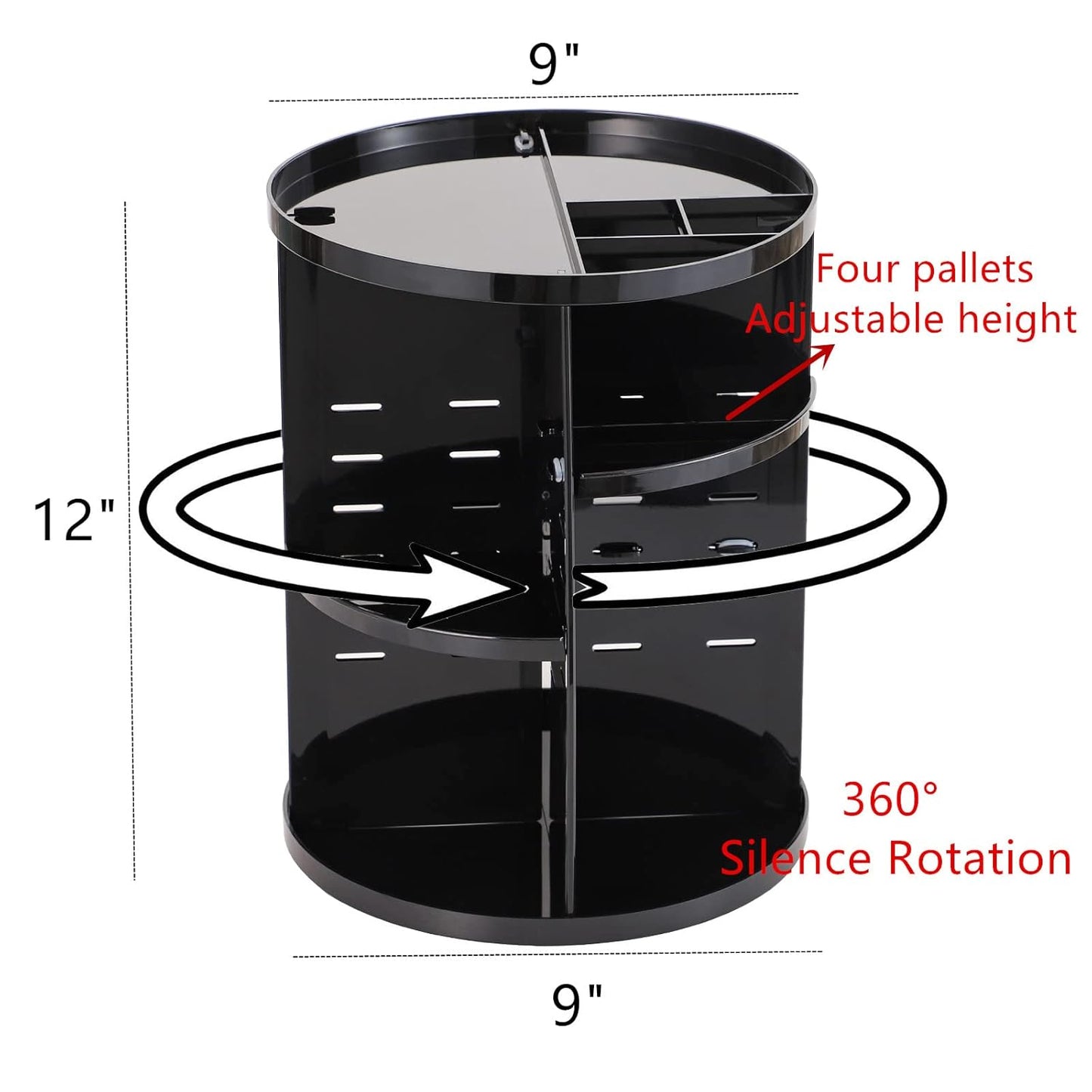 Revolutionize Your Beauty Routine with Our Adjustable Rotating Makeup Organizer - Effortless Access for All Your Skincare and Cosmetic Essentials in Sleek Black Design
