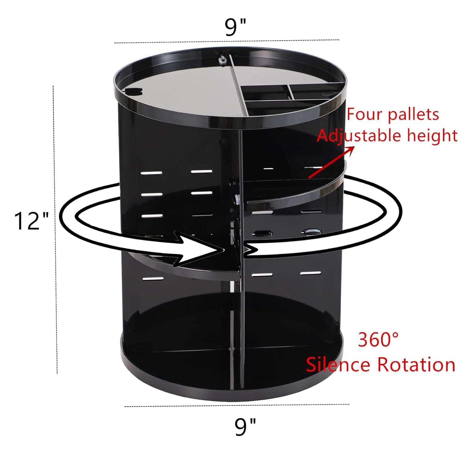 Revolutionize Your Beauty Routine with Our Adjustable Rotating Makeup Organizer - Effortless Access for All Your Skincare and Cosmetic Essentials in Sleek Black Design