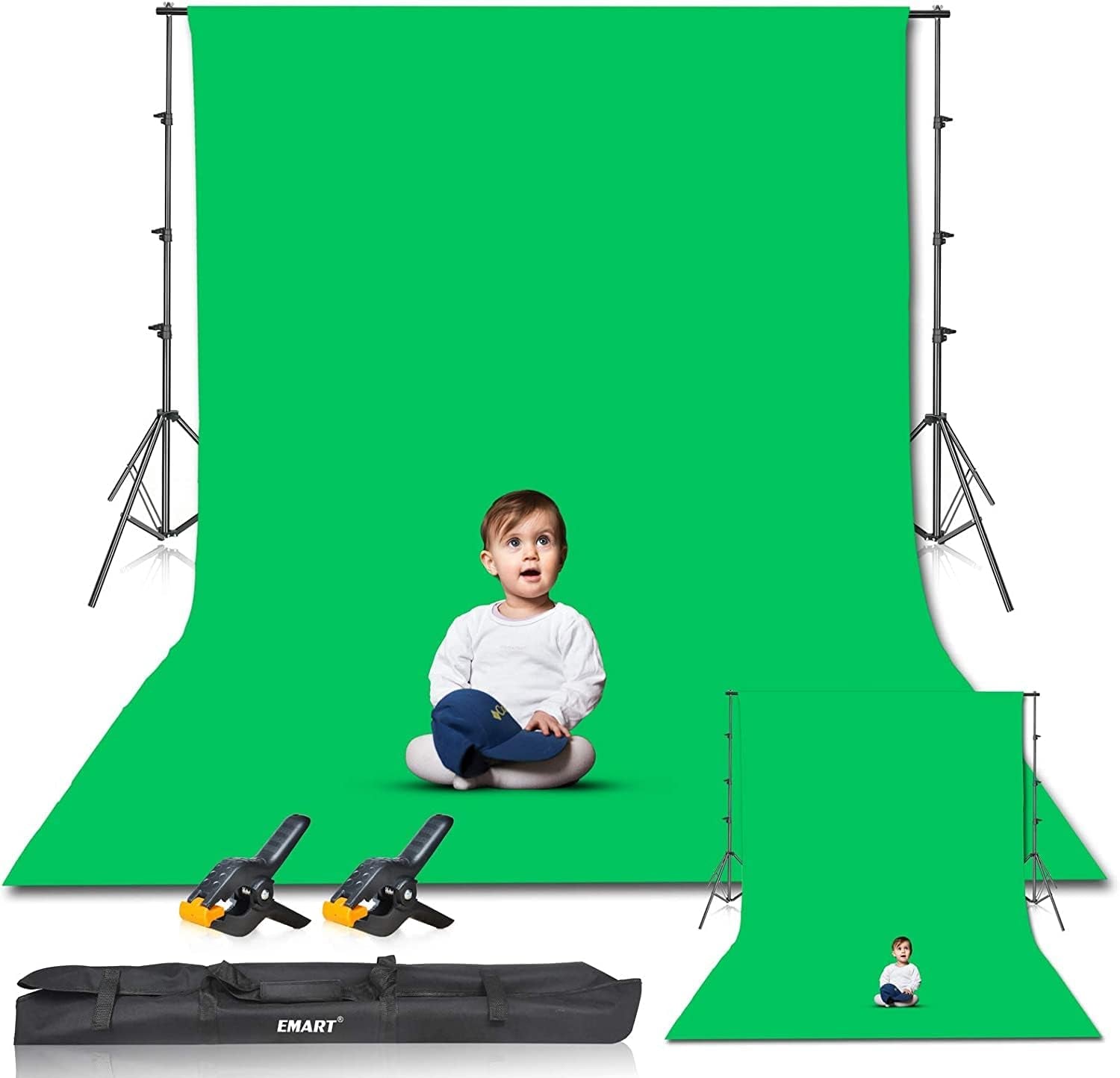 8.5 X 10Ft Green Screen Backdrop Kit with Tripod Stand for Live Streaming