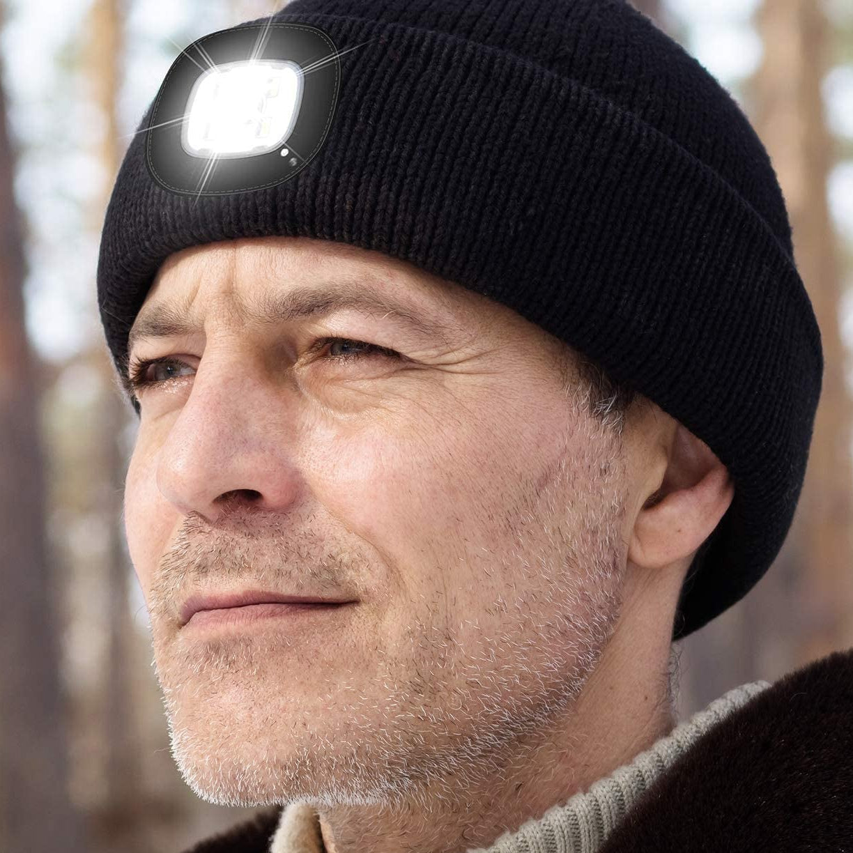 Illuminate Your Style: Unisex Black Beanie with USB Rechargeable LED Lights - Perfect Gifts for Dads and Men