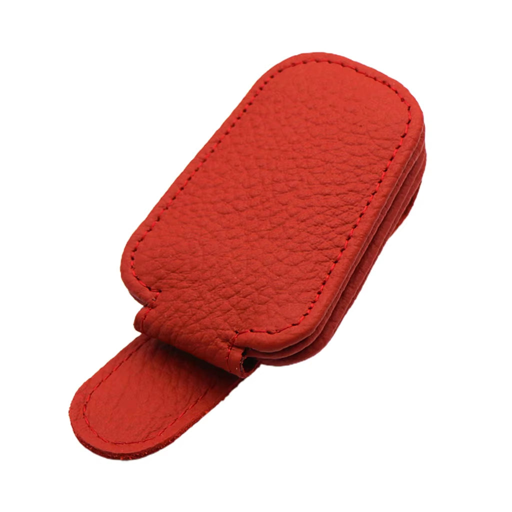 Stylish Car Sunglasses Holder - Magnetic Clip for Sun Visor - Premium PU Leather Glasses Case & Ticket Organizer