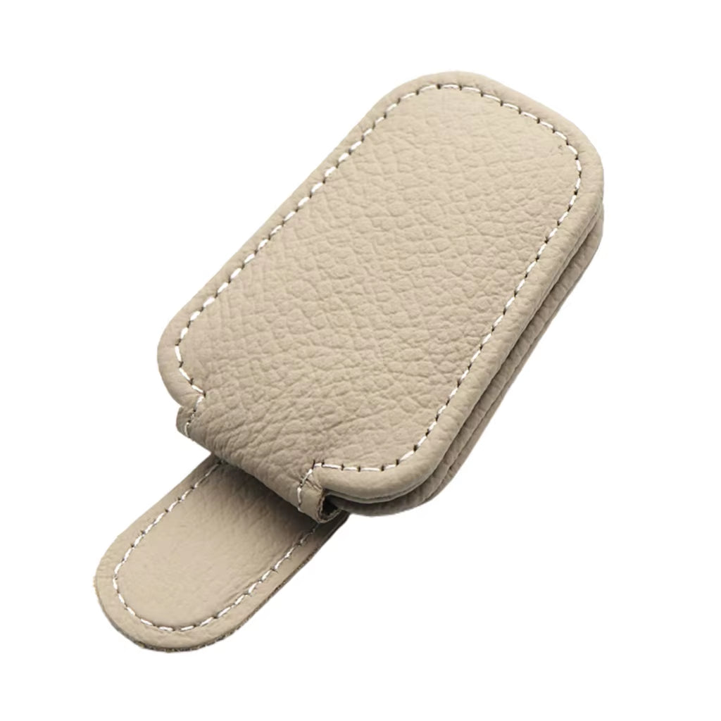 Stylish Car Sunglasses Holder - Magnetic Clip for Sun Visor - Premium PU Leather Glasses Case & Ticket Organizer
