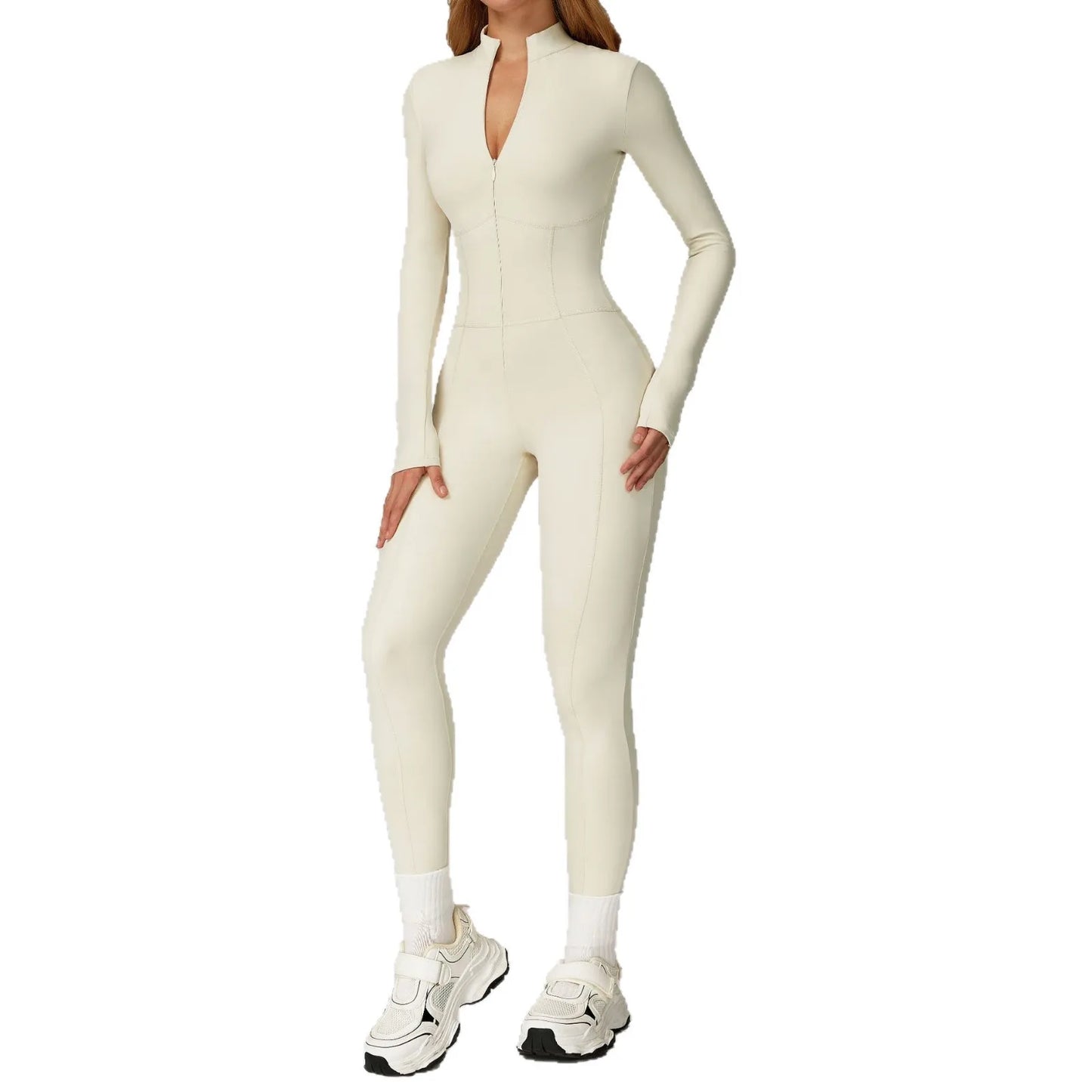 Stay Warm and Stylish: Fleece Lined One-Piece Fitness Suit for Ultimate Comfort in Running, Yoga, and Outdoor Sports