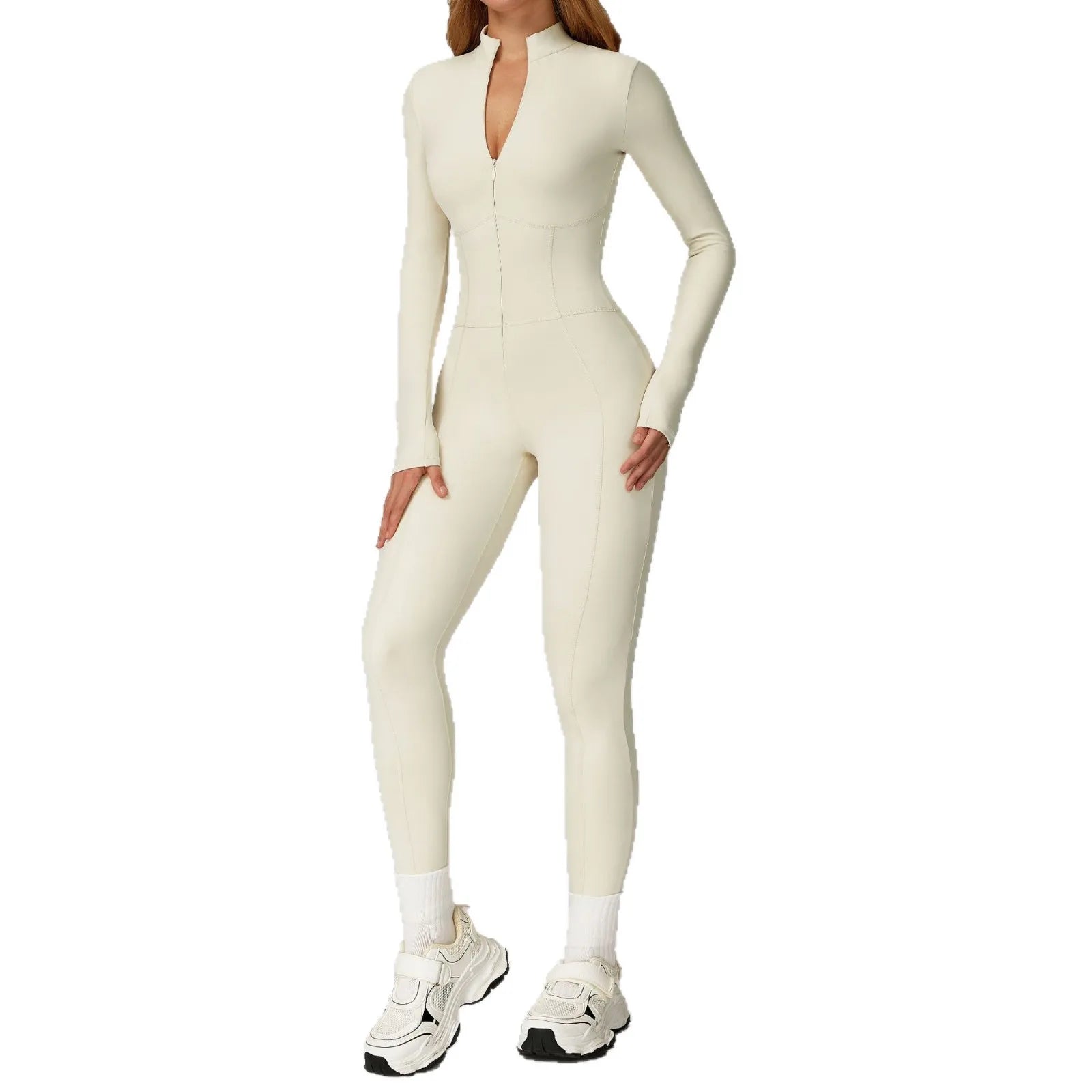 Stay Warm and Stylish: Fleece Lined One-Piece Fitness Suit for Ultimate Comfort in Running, Yoga, and Outdoor Sports
