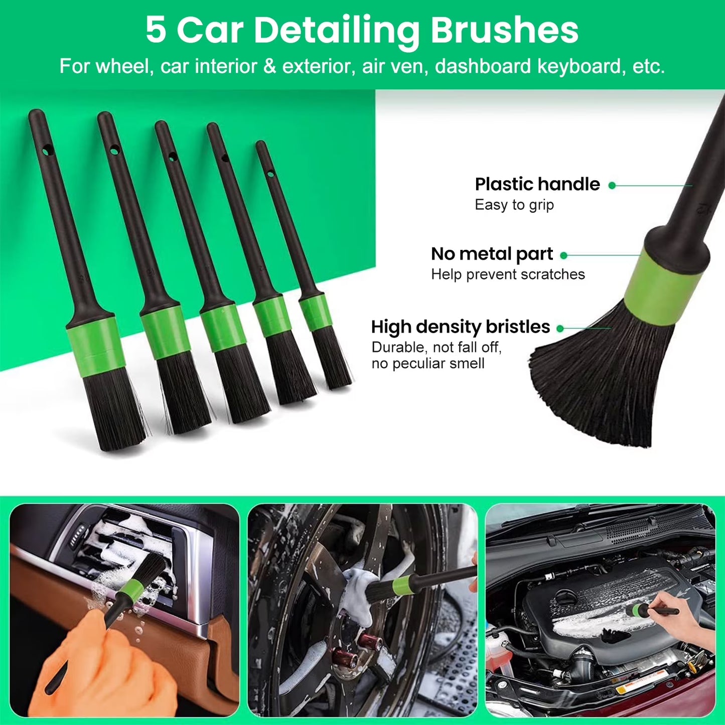 Car Detailing Brush Set,20Pcs Drill Brush Set,Car Interior Detailing Kit & Car Wash Kit with Boar Hair Detail Brush and Cleaning Gel for Wheel,Dashboard,Air Vent,Leather and Exterior