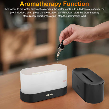 Transform Your Space with the 180ml Ultrasonic Essential Oil Humidifier - Aromatic Mist Diffuser with 7 Color LED Flame Effect for Office and Home