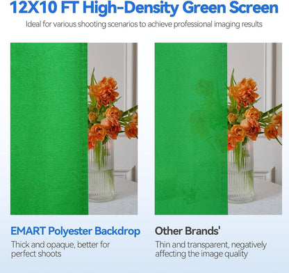 8.5 X 10Ft Green Screen Backdrop Kit with Tripod Stand for Live Streaming